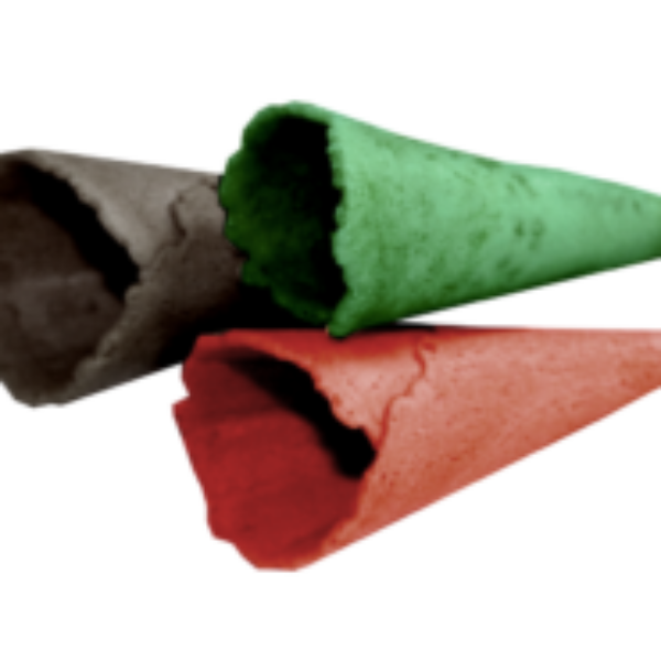 CONOS DE BARQUILLO DE COLORES: VERDE , NEGRO Y ROJO